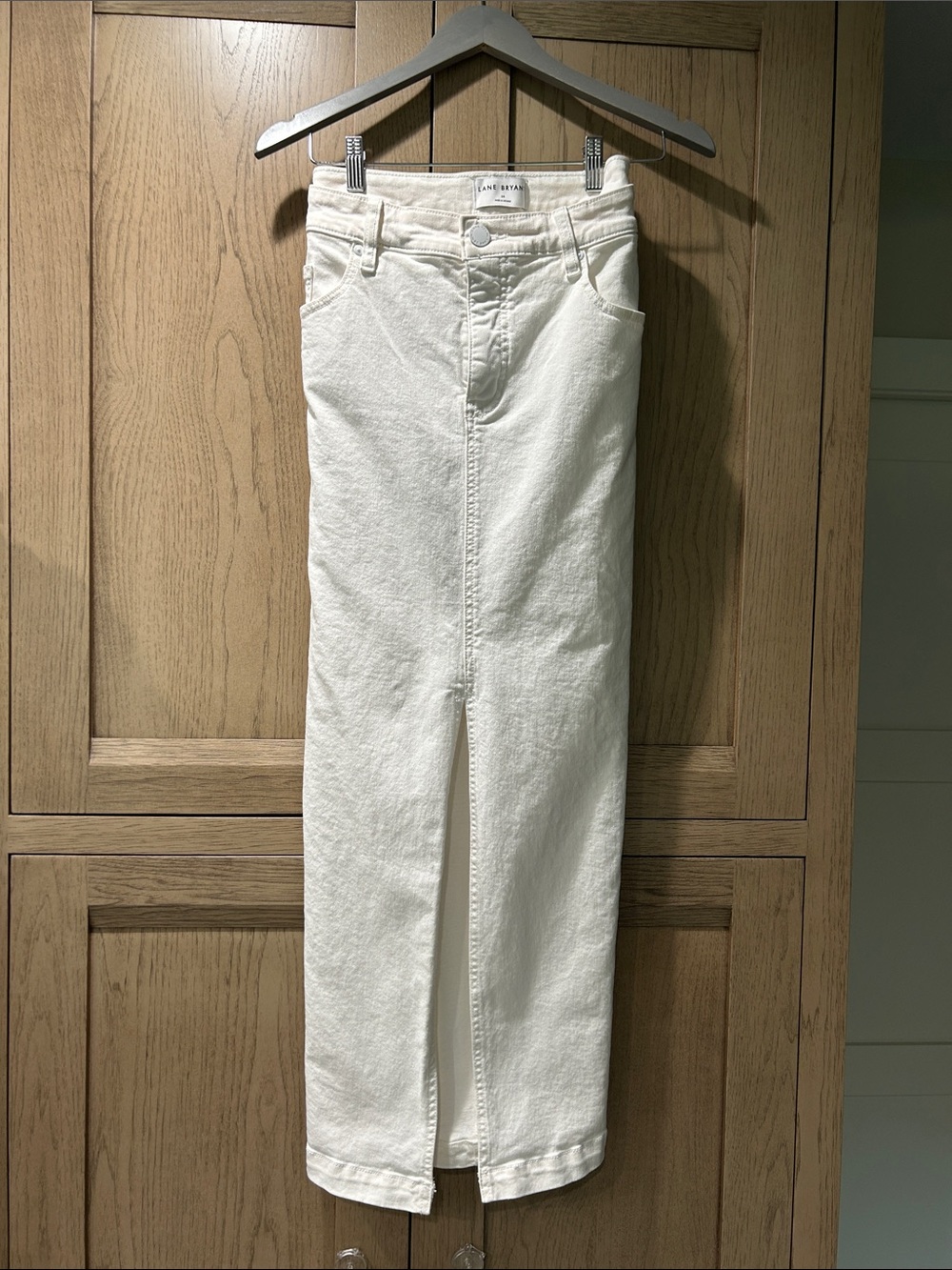 Lane Bryant White Denim Straight Skirt with Front Slit